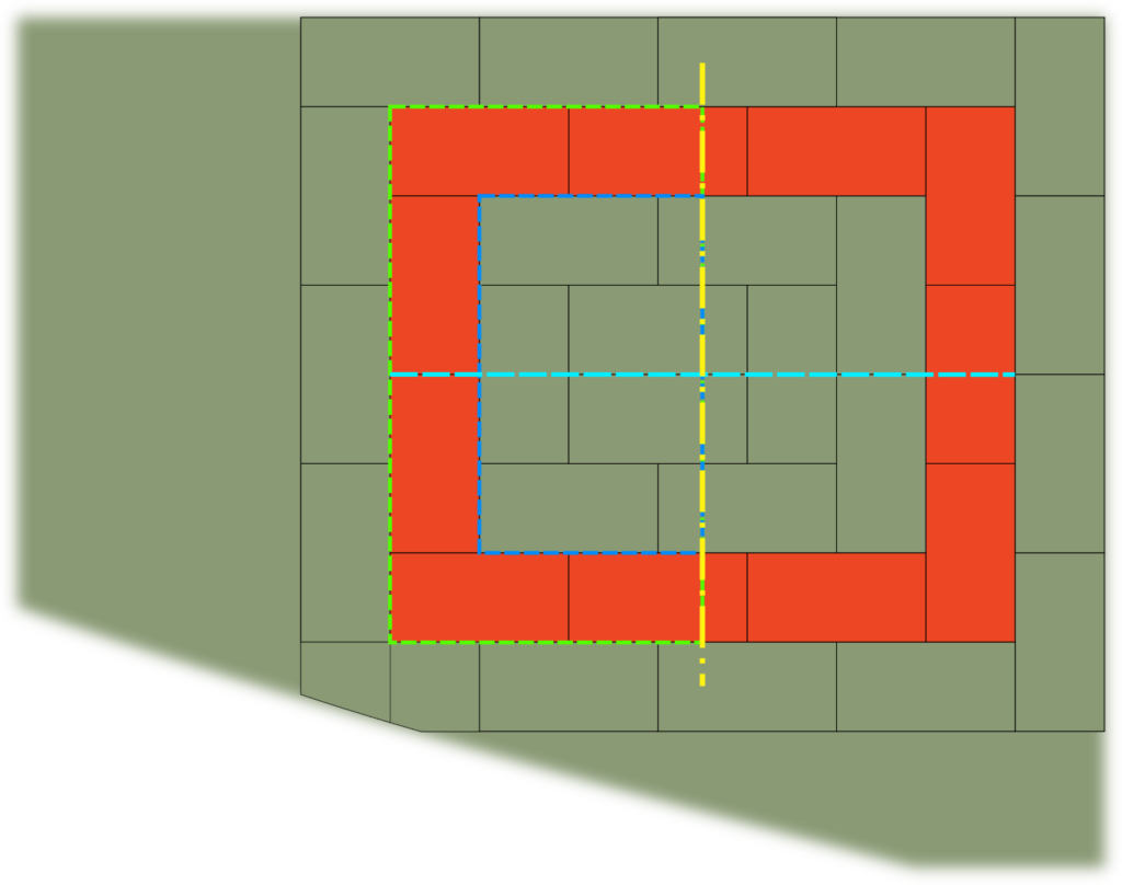 Layout des Spielfelds mit Linienmarkierungen.
